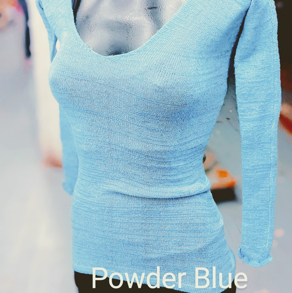 Powder Blue: Fitted Stretch Ballerina style top by Kd Dance
